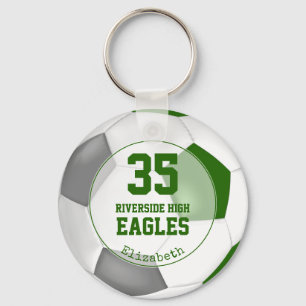 green white grey girls soccer team spirit key ring