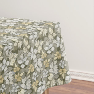 Green White & Grey Leaves Tablecloth
