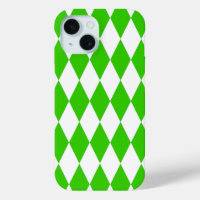 Green White Harlequin Diamonds Checkers Design