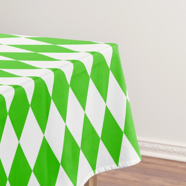 Green White Harlequin Diamonds Checkers Design  Tablecloth (Creator Uploaded)