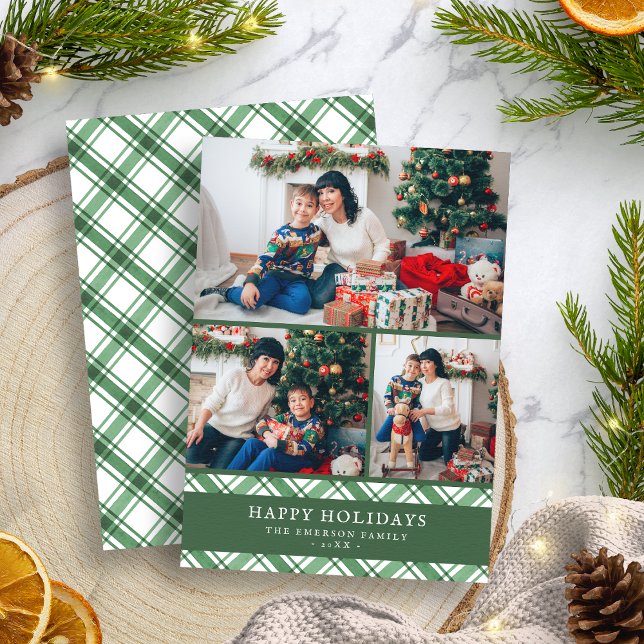 Green White Holiday Photo Collage Card (Green White Holiday Photo Collage Card
)