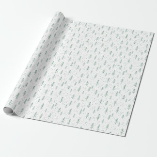 Green & White Holiday Tree Wrapping Paper
