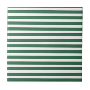 Green White Horizontal Stripe Pattern Tile