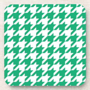 Green White Houndstooth Check Coaster