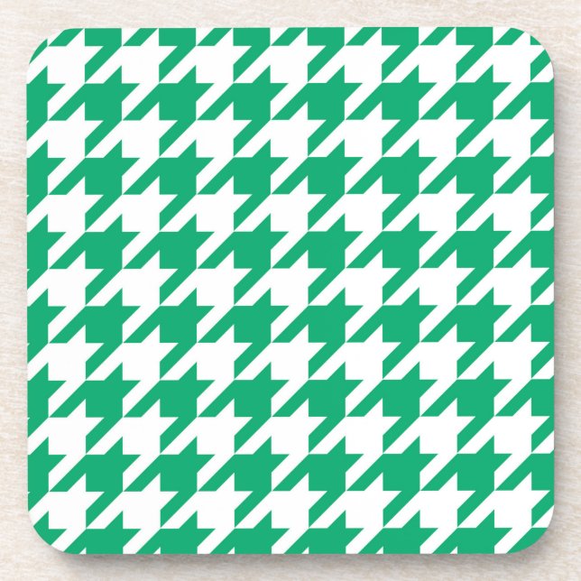 Green White Houndstooth Check Coaster (Front)