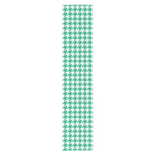 Green White Houndstooth Check Short Table Runner (Front)
