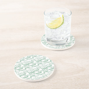 Green White Inspirational Peace Coaster