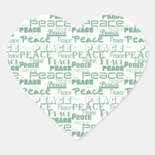 Green White Inspirational Peace  Heart Sticker