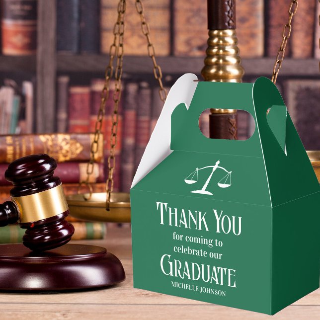 Green White Law School Custom Graduation Party Favour Box (Creator Uploaded)