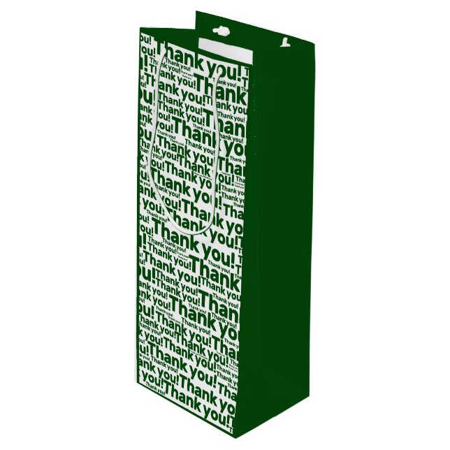 Green & White Lawn Care Service Thank you! Wine Gift Bag (Front Angled)