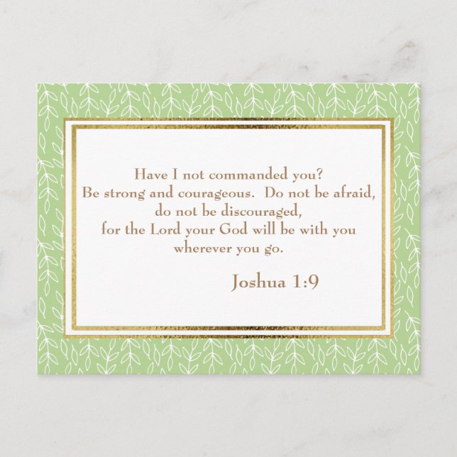 Green White Leaf Christian Bible Verse Postcard (Front)