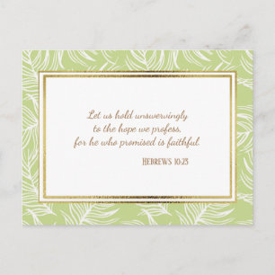 Green White Leaves Christian Bible Verse Postcard