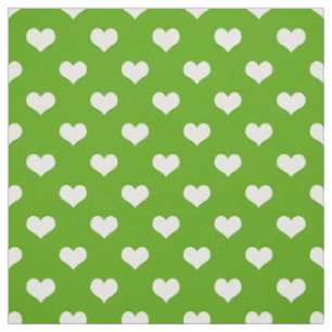 Green White Lovely Hearts Design Fabric