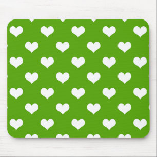 Green White Lovely Hearts Design Mouse Mat