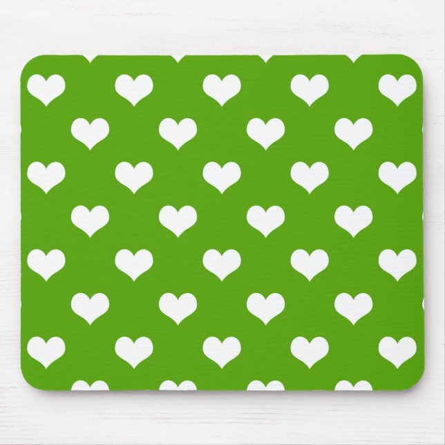 Green White Lovely Hearts Design  Mouse Mat (Front)