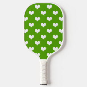 Green White Lovely Hearts Design Pickleball Paddle