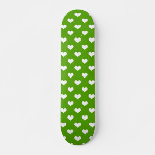 Green White Lovely Hearts Design Skateboard