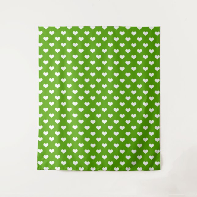 Green White Lovely Hearts Design  Tapestry (Front)
