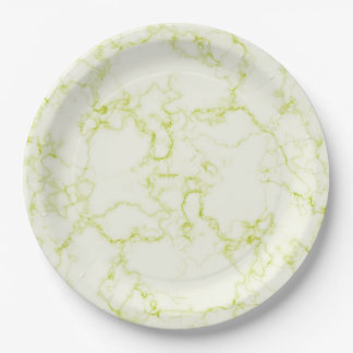 Green White Marble Paper Plates