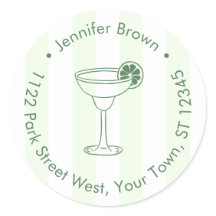 Green White Margarita Bridal Shower Return Address