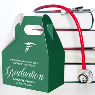 Green White Medical School Graduation Party Favour Box