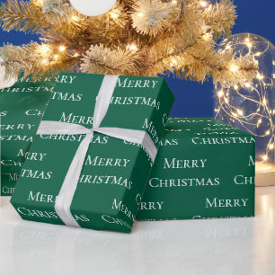 Green White Merry Christmas Quote Wrapping Paper