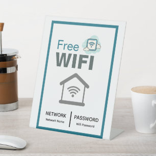 Green White Minimalist Free Wifi Network Internet  Pedestal Sign