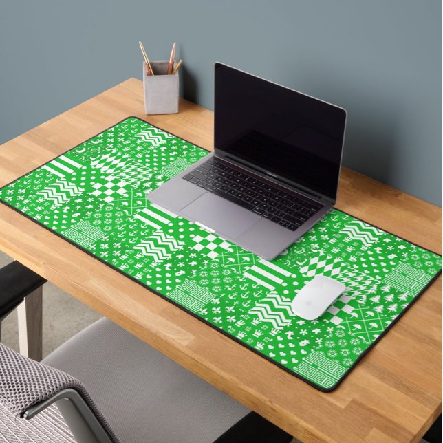 Green White Mixed Patterns Patchwork Design  Desk Mat (Creator Uploaded)