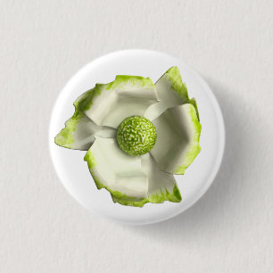 Green White MOD Flower Floral Spring Wedding 3 Cm Round Badge