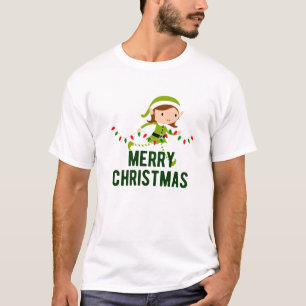 Green White Modern Merry Christmas T-Shirt