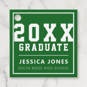 Green & White Modern Varsity Class of 2021 Favour Tags