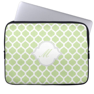 Green & White Moroccan with Monogram Laptop Sleeve