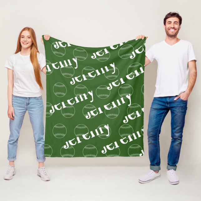 Green & White Novelty Baseball Fleece Blanket (In Situ)