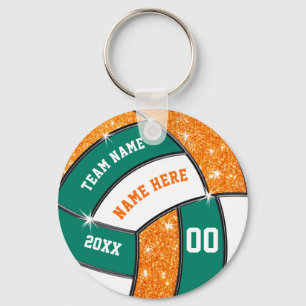 Green, White, Orange Cheap Volleyball Gift Ideas Key Ring
