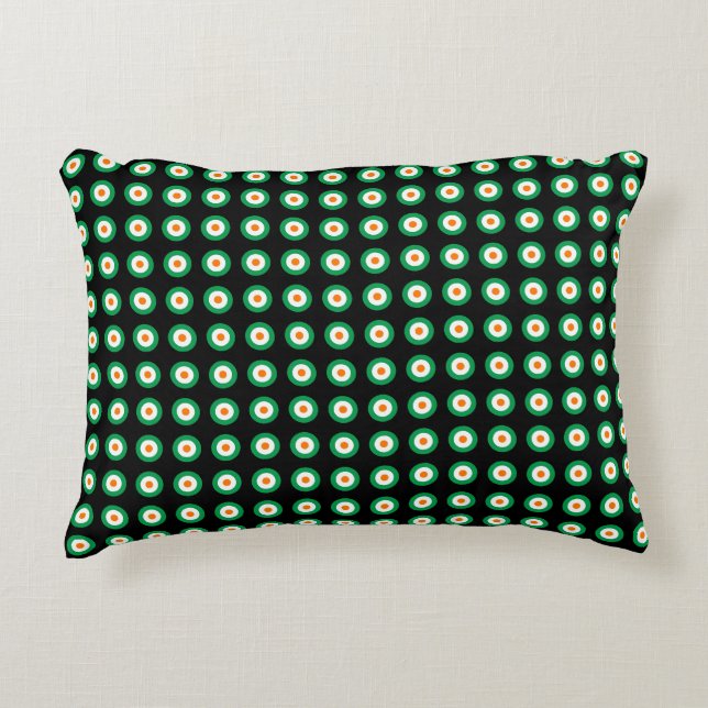 Green White Orange Polka Dot Pattern Decorative Cushion (Front)