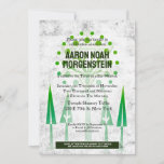 Green White Outdoors Trees of Life Bar Mitzvah<br><div class="desc">Bar Mitzvah invite in green and white colours. Whimsical green trees - outdoors person,  park and gardens with hints of urban. This modern design suitable for the boy and soon to be young man who is nature loving,  and maybe likes to go camping and explore in the outdoors.</div>