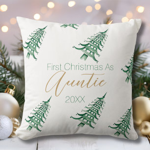 Green  White Pagoda Christmas Tree First Christmas Cushion