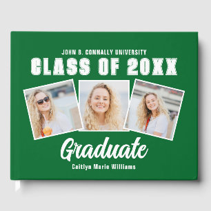 Green White Photo Class of 2025 Graduation Guest Book