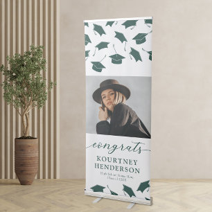 Green White Photo Graduation Party Retractable Banner