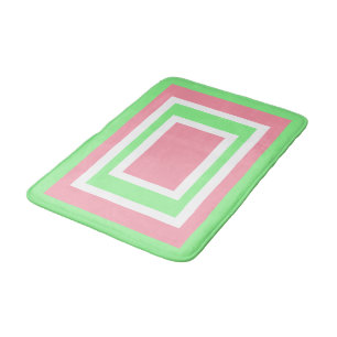 Green White Pink Geometric Bath Mat