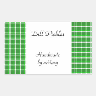 Green White Plaid Custom Recipe Stickers