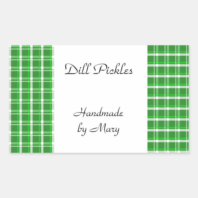 Green White Plaid Custom Recipe Stickers (Front)