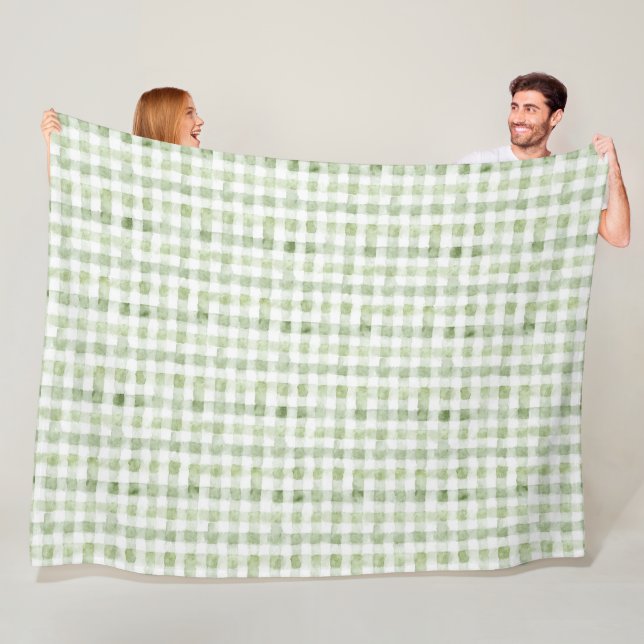 Green White Plaid   Fleece Blanket (In Situ)