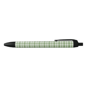 Green White Plaid Pattern Black Ink Pen