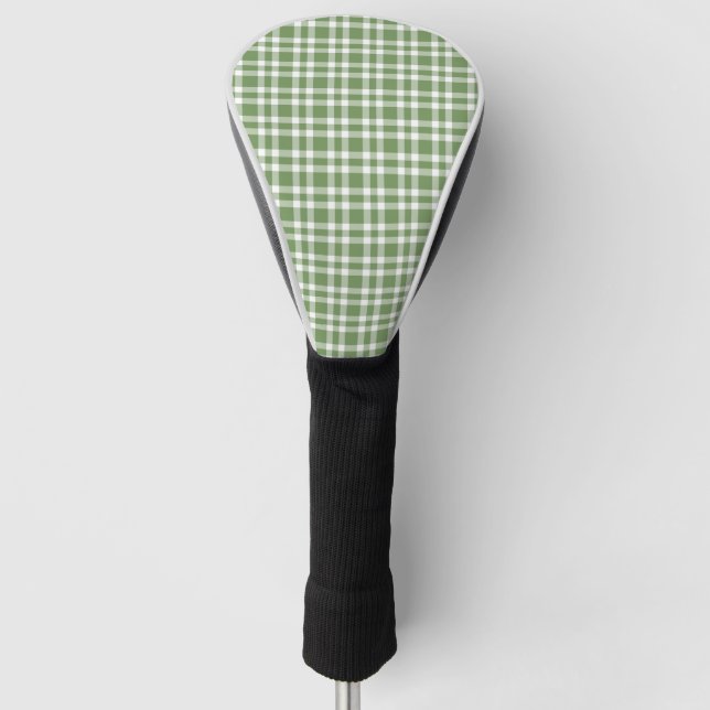 Green White Plaid Pattern Golf Head Cover (Front)