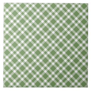 Green White Plaid Pattern Tile