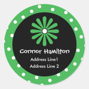 Green & White Polka Dot Address Labels