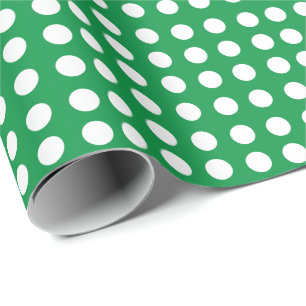 Green White Polka Dot Baby Shower Birthday Wrapping Paper