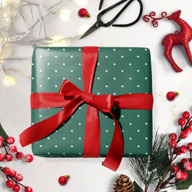 Green White Polka Dot Christmas Wrapping Paper (Creator Uploaded)