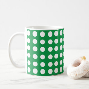 Green White Polka Dot Cute Retro Coffee Mug